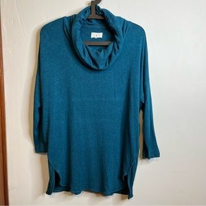 Lou & Grey Sweater Tunic Turtleneck Long Sleeves Teal Blue Large VGUC